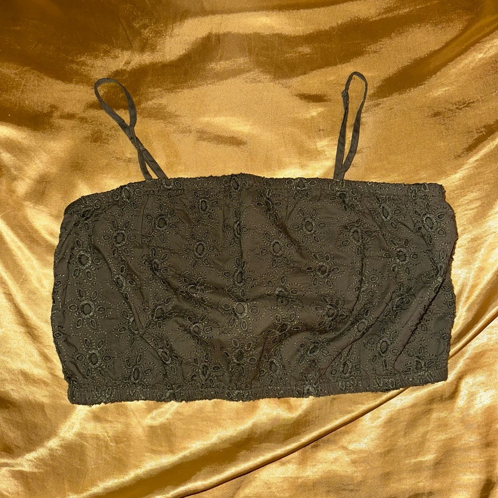 American Eagle Olive Green Lace Crop Top